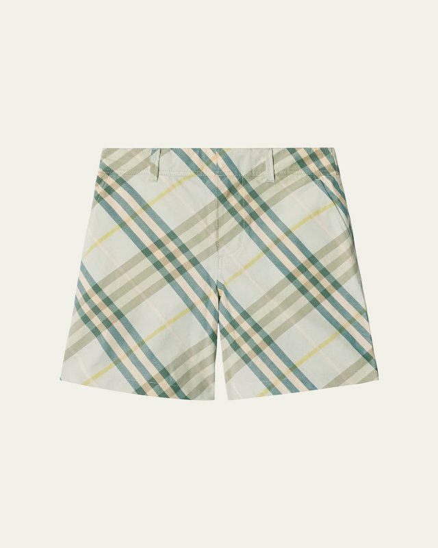 Boy's Oscar Check Woven Cotton Shorts, Size 3-14